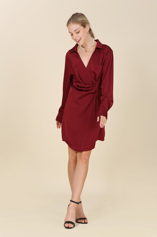 Casey Satin Wrap Dress