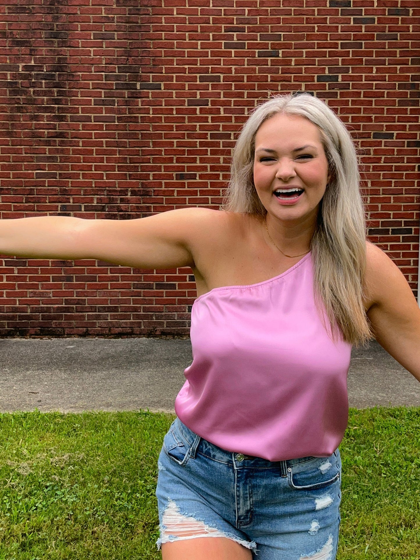 Satin One Shoulder Tank