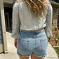 Crossover Waist Denim Shorts